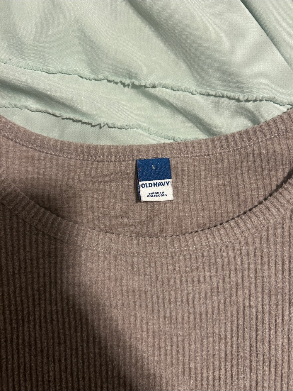 Women’s Long-Sleeve Ribbed Top - Taupe - Picture 2 of 3